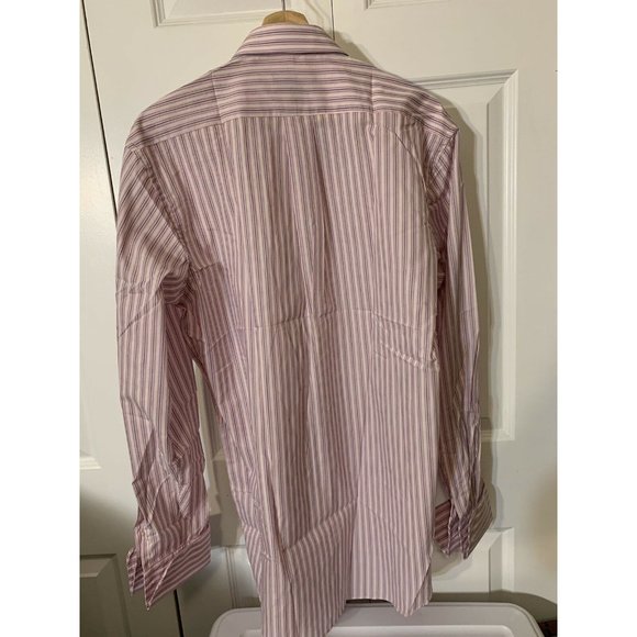 Adolfo Button Up Shirt Men's Size L 16/16 1/2‎ 34/35 Pink Striped - Picture 8 of 8
